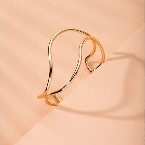 GSOLD Trendy Geometric Irregular Line Shaped Bracelet Simple Metal Opening Adjustable Minimalist Bracelet For Women Jewelry