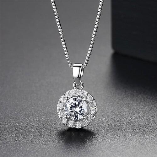 Luxury Design AAA Cubic Zirconia Necklace For Women Bridal Silver Color Rhinestone Crystal Wedding Necklaces Pendants Jewelry