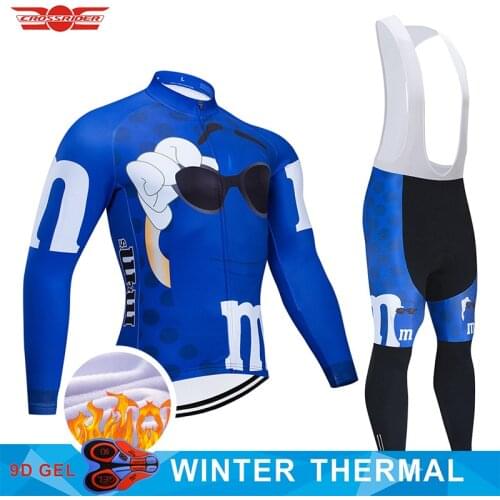Winter Thermal Fleece Cycling Clothing Mens Funny Long 9D Set MTB Uniform Ropa Ciclismo Bike Wear Bicycle Clothes Cycling Jersey