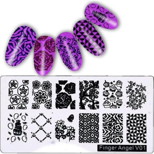 1Pcs rectangle 6*12CM Nail Stamping Plates Konad Stamping Nail Art Manicure Template Nail Stamp plates