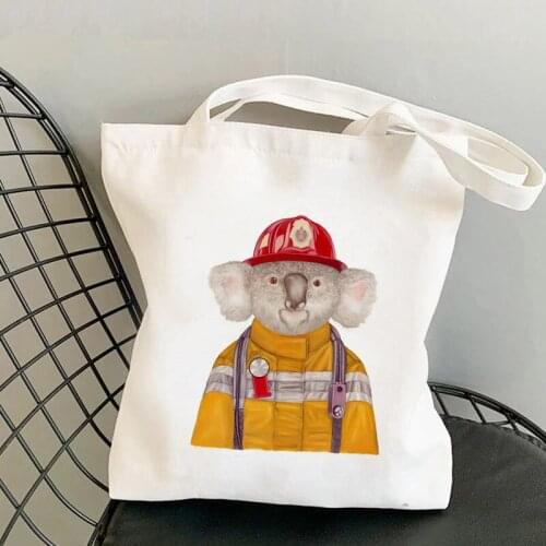 2021 Shopper Koala Firefighter Printed Tote Bag women Harajuku shopper handbag girl Shoulder shopping bag Lady Canvas Bag
