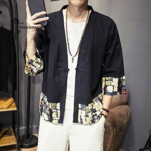 Asian Clothes Summer Beach Casual Shirts Yukata Men Kimono Cardigan Men Print Japanese Kimonos Top Coat Kimono Cosplay Costumes