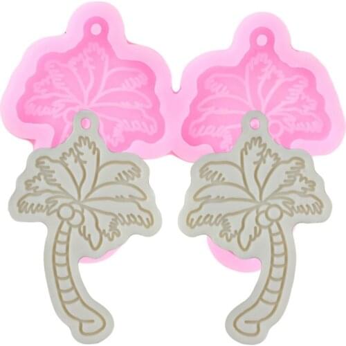 Shiny Coconut Tree Earring Silicone Mold DIY Handmade Eardrop Epoxy Resin Mould Keychain Charms Necklace Jewelry Pendant Molds
