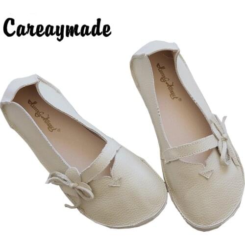 Careaymade-Korean style handmade shoes comfortable, soft bottom, leather and breath ablestyle really full leather flat shoes