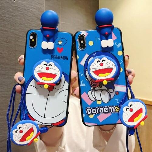 For Vivo X20 21 Y51 53 66 81 75 79 85 91 17 71 V11 15 S5 Pacifier Doraemon Ring Strap Rope Case