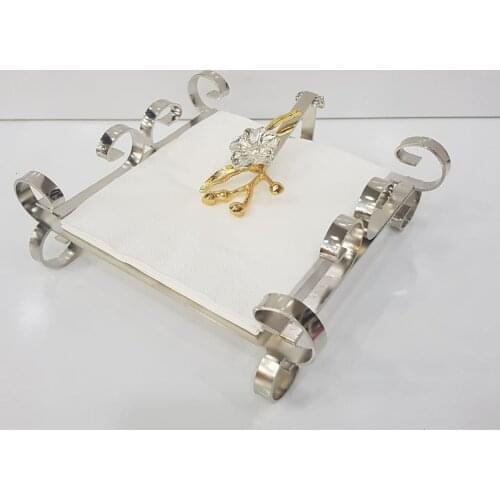 Silver Tissue Holder Napkin Kitchen Accessories Flower Design Table