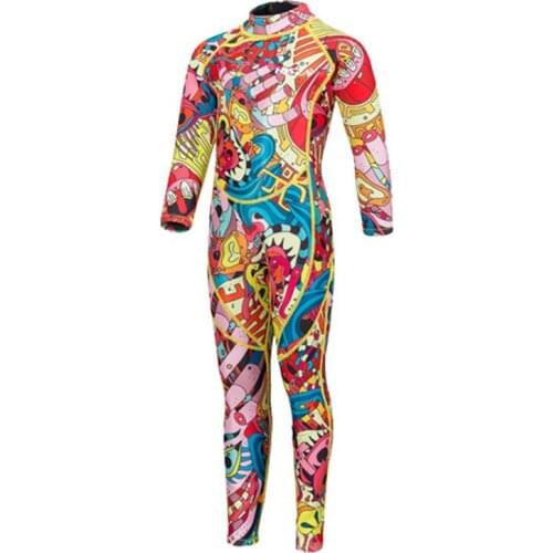 Floral Printed Kids Wetsuit 2.5MM Neoprene Long Sleeve Printed Diving Suit Full Surf Wet Suits Girls Boys Sun-protection