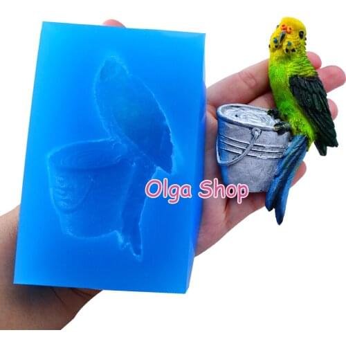 DYL453 102.1mm x 55.2mm Parrot Silicone Mold Fondant Cake Decoration Candy Resin Clay Earrings Necklace Craft Soap Candle