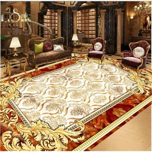 Bathroom floor wallpaper European - style stone floor painting 3d pvc wallpaper Home Decoration