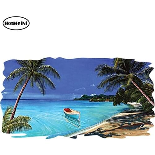 HotMeiNi 13cm x 7cm RV Trailer Motorhome Camper Decal Funny Beach Tropical Scene Ocean Graphic Sticker 3D Styling