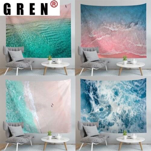 GREN Ocean Beach Landscape Tapestry Wall Hanging Covering Rugs Background Cloth Beach Mat Blanket Art Bedroom Dorm Home Decor