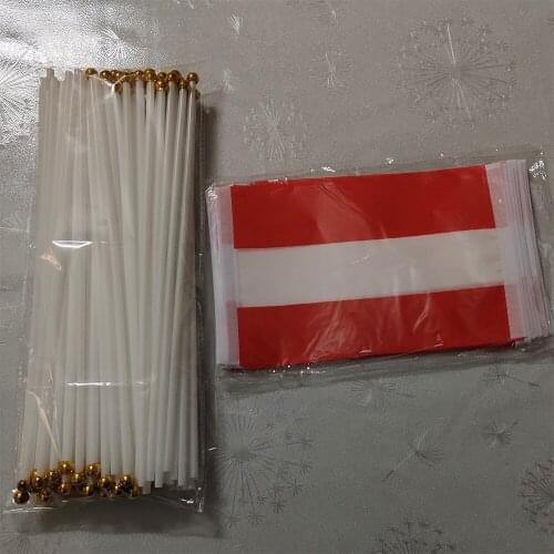 KAFNIK,50 PCS 14*21CM Austria Flag Hand National Flag With Pole Handing flag Free Shipping