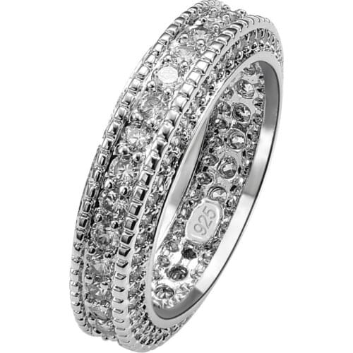 Hot Sale Exquisite White Crystal Zircon 925 Sterling Silver Good Quality Ring Beautiful Jewelry Size 6 7 8 9 10 11 F1552