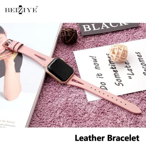 Leather Bracelet For Apple Watch Band 42mm 38mm 44mm 40mm Replacement Strap For iWatch Band Series 5 4 3 2 1 Women Men Wristband