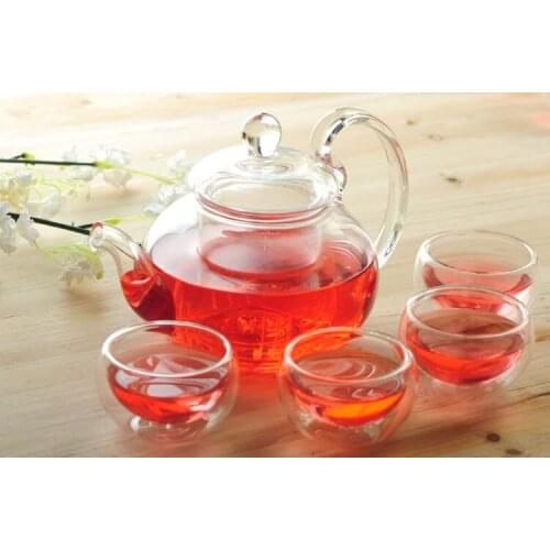 Beautiful 600ml Glass teapot with infuser/filter+ 4/6 Cup,tea set for brew white/flower/matcha/red/black/green/Chinese/puer tea