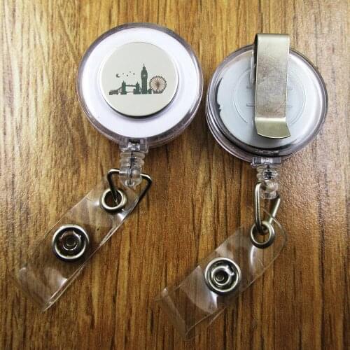 London Skyline ID Badge Reel gift for him/her friend family retractable recoil id badge holder work fun