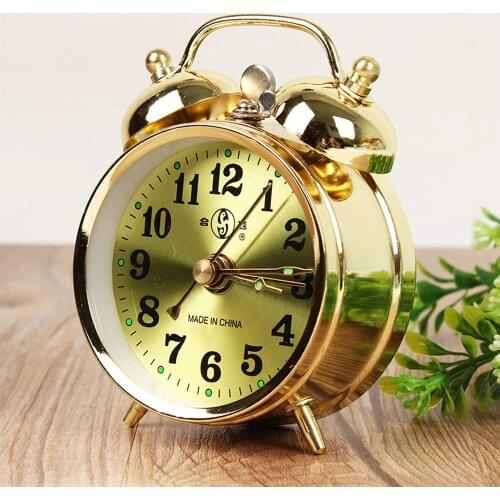 Retro Gold Mechanical Alarm Clock Vintage Manual Wind Up Clock Metal Snooze Table Clock Home Decoration