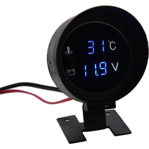 Motorcycle Thermometer Digital Moto Water Temperature Gauge + Voltmeter 2 in 1 Indicator For Car with 10mm Water Temp Sensor