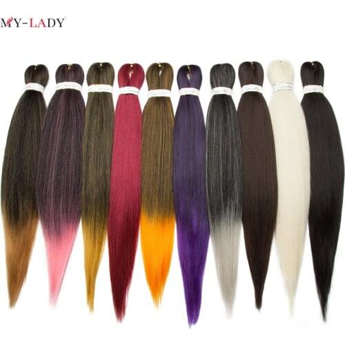 My-Lady 26'' Ombre Pre Stretched Braiding Hair Synthetic Easy Braiding Hair Bundles Yaki Texture Easy Jumbo Braids Hot Water Set
