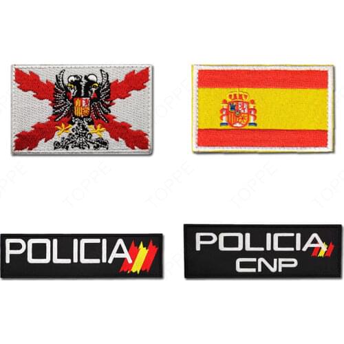 Spain Flag IR Patches Full Embroidery Tactical Flag Of Burgundy Cross Patch Sticker Spanish GEO Glow In Dark Badges Appliques