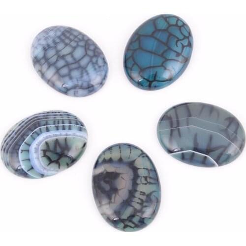 Natural Stone Light Green Dragon Vein Agates Cabochon Beads for DIY Jewelry Necklaces Bracelets Making Needlework No Hole J162