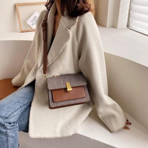2021 New Vintage Woolen Women Bags Fashion Small Square Shoulder Bag Wild Korean Style Crossbody Bag bolsa feminina
