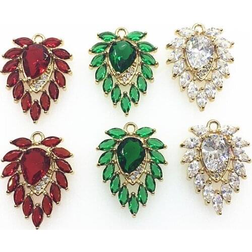 New Arrival! 23x18mm 30pcs Cubic Zirconia Feather Shape Charm for Handmade Earrings make DIY Parts,Jewelry Accessories Findings