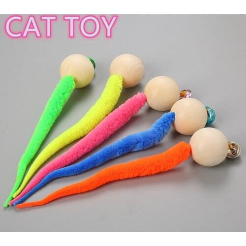 New Style Cat Toy Wooden Bead Tail Source Color Caterpillar Wooden Bead Random Color 1pc