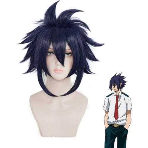 My Hero Academia Boku No Hiro Akademia Amajiki Tamaki Dark Blue Short Cosplay Wig Synthetic Hair Perucas + Wig Cap