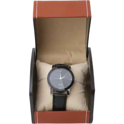 Fashion Jewelry Display Gift Box Single Watch Box Artificial Leather Square Case Pillow Pad Portable Size Storage Box 2 Colors