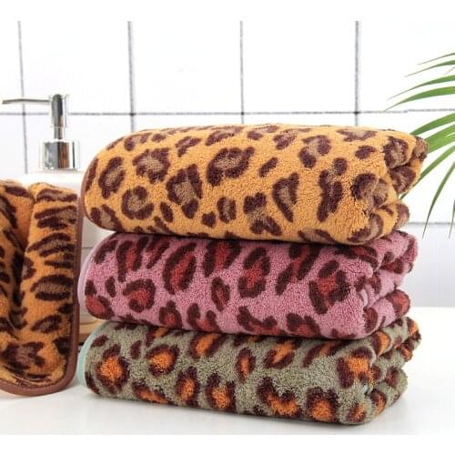 Drop Shipping Leopard Towel Set Coral Velvet Hand Towels for Adults Face Towel Bathroom Sport 2pcs/set