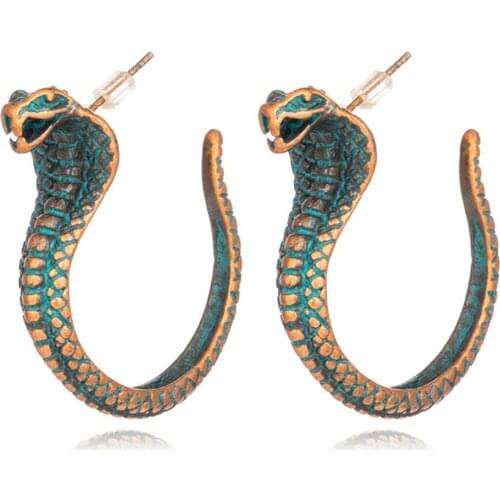 New Fashion Design Gothic Punk Snake Stud Earrings Vintage Ethnic Tribal Animal Cobra Earring for Women Men Accessories