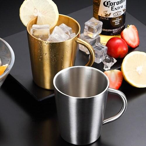 Wine Glass Stainless Steel with Handle Coffee Cup Mini Tea Set Couple Mug Bar Decoration Table Decoration Drink Multifunction