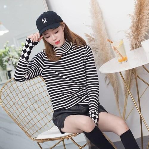 Sweater Turtleneck 2021 Striped Casual Loose Autumn Winter Knit Pullovers Hot Sell Female Sweaters Vestidos LXJ656