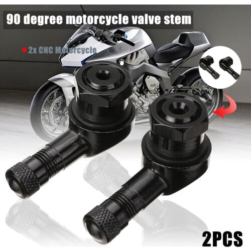 Treyues 2pcs Motorcycle 90 Degree Angle Wheel Tire Tubeless Valve Stem CNC Aluminum Alloy For Scooter ATV