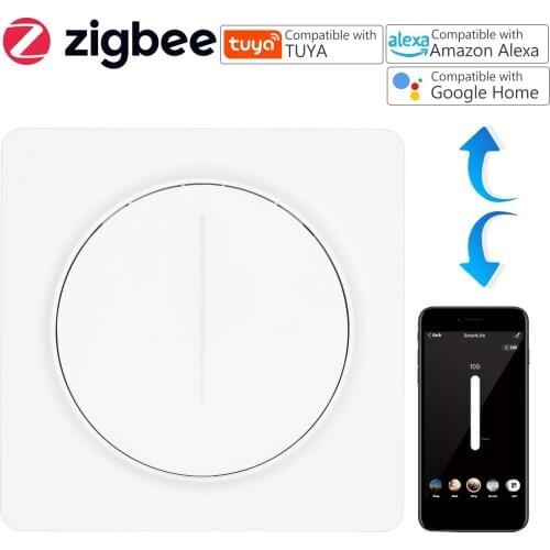 Smart Zigbee/WiFi Tuya Light Switch Dimmer Switch European Standard Stepless Control Dimmer Switch for Alexa Google Home
