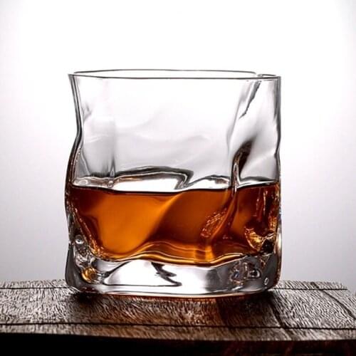 Irregular Whisky Wine Glass Rock Glass Artwork Wrinkle Crystal Glass Wine Glass Creative Gifts Copas De Vino Drinkware DE50JB