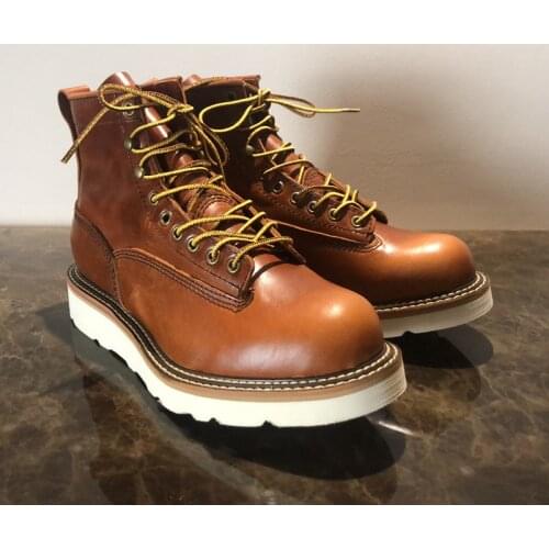 Handmade Vintage Ankle Boots Top Quality Men Casual Shoes Luxury Designer Big Size Outdoor Safety Work White Motorcycle Boots