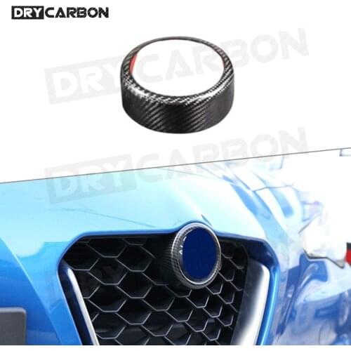High Quality Dry Carbon Fiber Front Grille Grill Logo Frame Cover Trim for Alfa Romeo Giulia / Stelvio 2017 2018 2019 ABS