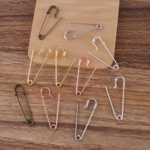 10pcs/lot 45mm Length Safety Brooches Pins Gold Silver Rose Gold Metal Brooch Pin Charm Pendants for DIY Jewelry Making Material