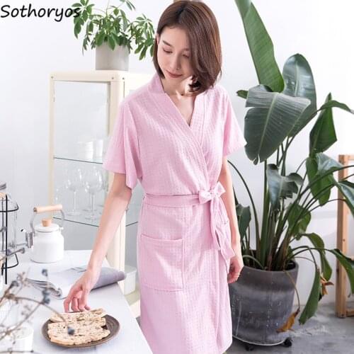 Robes Women Summer 5 Quarter Sleeve Lace Pocket Comfortable Womens Casual Solid Simple All Match High Quality Korean Style Daily