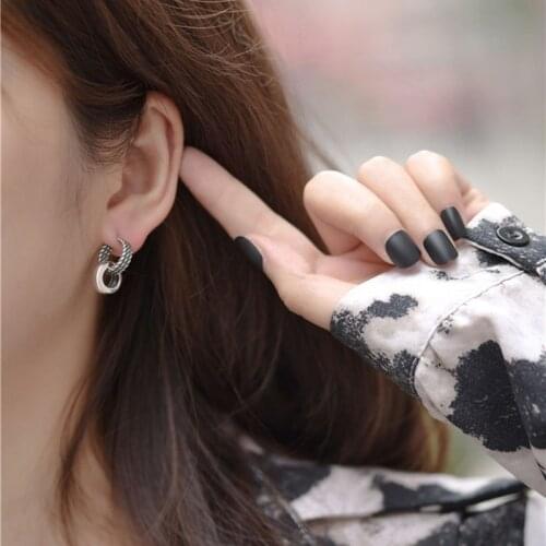 S925 Sterling Silver Drop Earrings for Women Retro C-shape Semicircle Pendants Hypoallergenic Earrings Jewelry Accessories