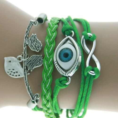 VC-LADY Bracelet 2016 Fashion Jewelry Turkey Eyes Birdie Eight Branches Mostly Word Unlimited Shs Wax Rope Bracelets B5