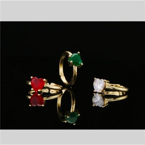 2021 New Fashion Heart Shape CZ Stone Wedding Ring For Women Gold Color Copper Open Ring Female Engagement Jewelry Promise Gift