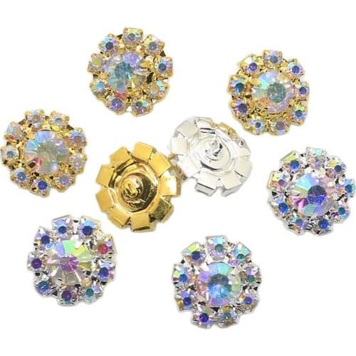 ZMASEY AB Color Buttons10Pcs/Lot 16mm Diamond DIY Shank Sewing Button For Clothing Supply Decoration Jewelry Accessories