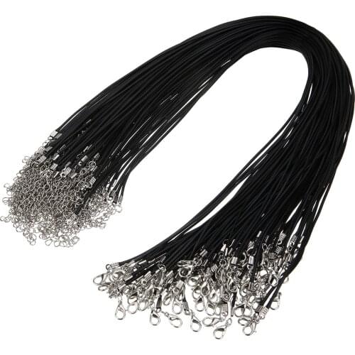100pcs Black Lobster Clasp Lanyard Chain Straps Lanyard Necklace Hanging Rope Chain Strap Leather Jewelry Chains