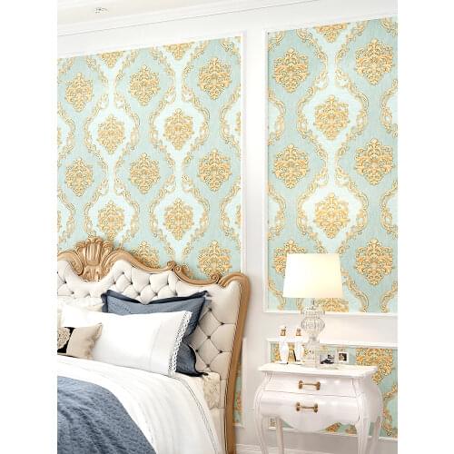 Beibehang 3D Stereo European Deep Embossed Damascus Wallpaper Living Room Bedroom TV Background Wallpaper papel de parede