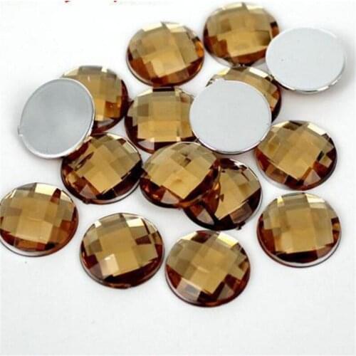 6-30MM DIY Bling Coffee Round Lattice Faceted Acrylic Rhinestones Flatback Acrylic Stone for Hand Craft Art Decoration