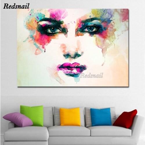 DIY Diamond painting Watercolor face Pink eyes and mouth Abstract 5D Square/Round mosaic Diamonds Embroidery Wall Art EE912