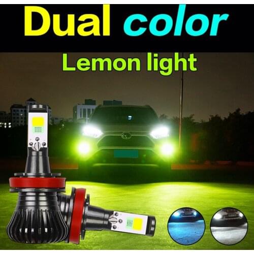 2pcs Car LED Fog Lamp Dual Colors Fog Light Headlight Headlamp H3 H7 H11 9005 881 H4 H8 H16 9006 HB3 HB4 880 881 H27 H1